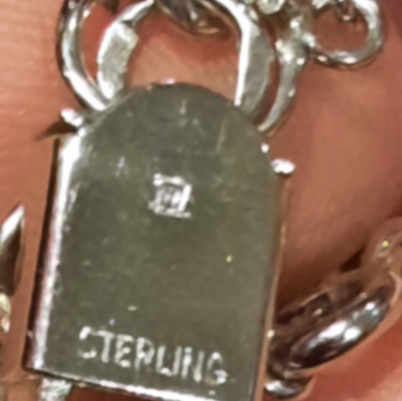 AUTHENTIC GENUINE SOLID STERLING SILVER CHARM BRACELET WITH SAFETY CHAIN 7" - Picture 2 of 7